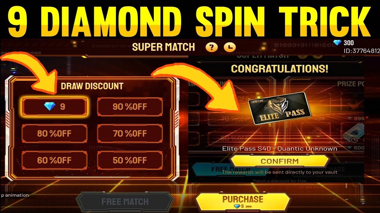 Spinning in super match 🎯 Tiger bundle 😱 1 spin trick 😱 9 diamonds - Reddem code in this video
