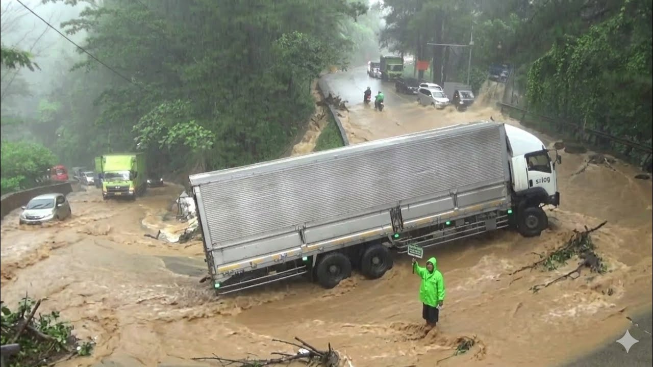 GAWAT..,CUACA MEMBURUK MEMBURUK‼️Air Semakin Besar, Jalan Banjir Truk Gagal Total Di Sitinjau Lauik