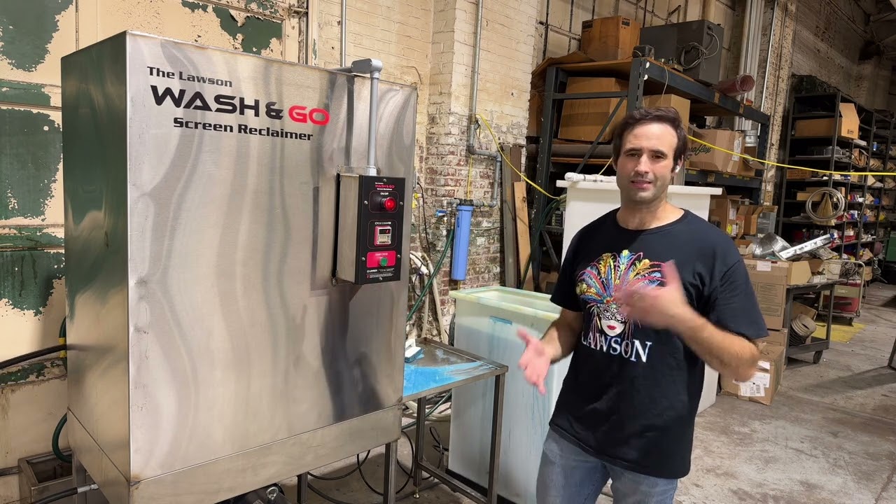 The Lawson Wash & Go Automatic Reclaiming Machine for Cleaning Screen Printing Frames and Mesh