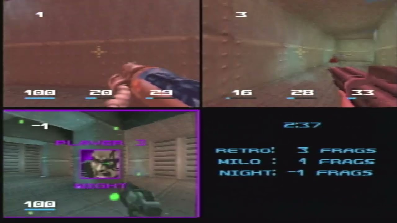 Quake 2 (N64) | Multiplayer | 3-Players Split-Screen | Twists (Real Nintendo 64 Hardware - 2024)