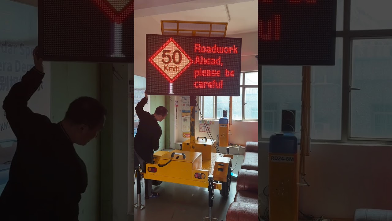 VMS Traffic Construction VMS Board Road Work Ahead