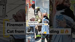 Her Face after Firefighters Saved her Cat from a Burning House is Priceless #rescue #cat #fire 🐱 🔥