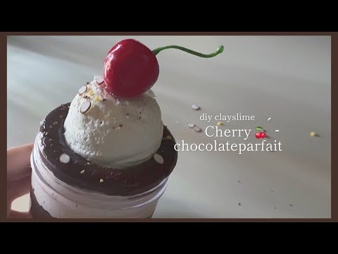 Cherry chocolateparfait 🍒  .   DIYclayslime  ┊︎  スライム音フェチ  asmr