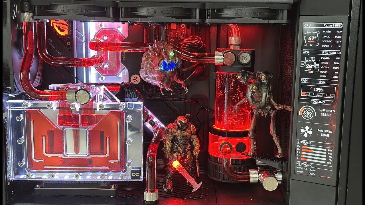 Doom Themed custom watercooling PC build