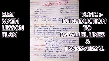 Math Lesson Plan || Introduction to Parallel Lines And Transversal Class 9 & 7