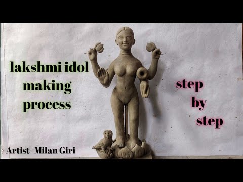 Small lakshmi idol making diy eco friendly laxmi idol Miniature lakshmi idol making Clay art