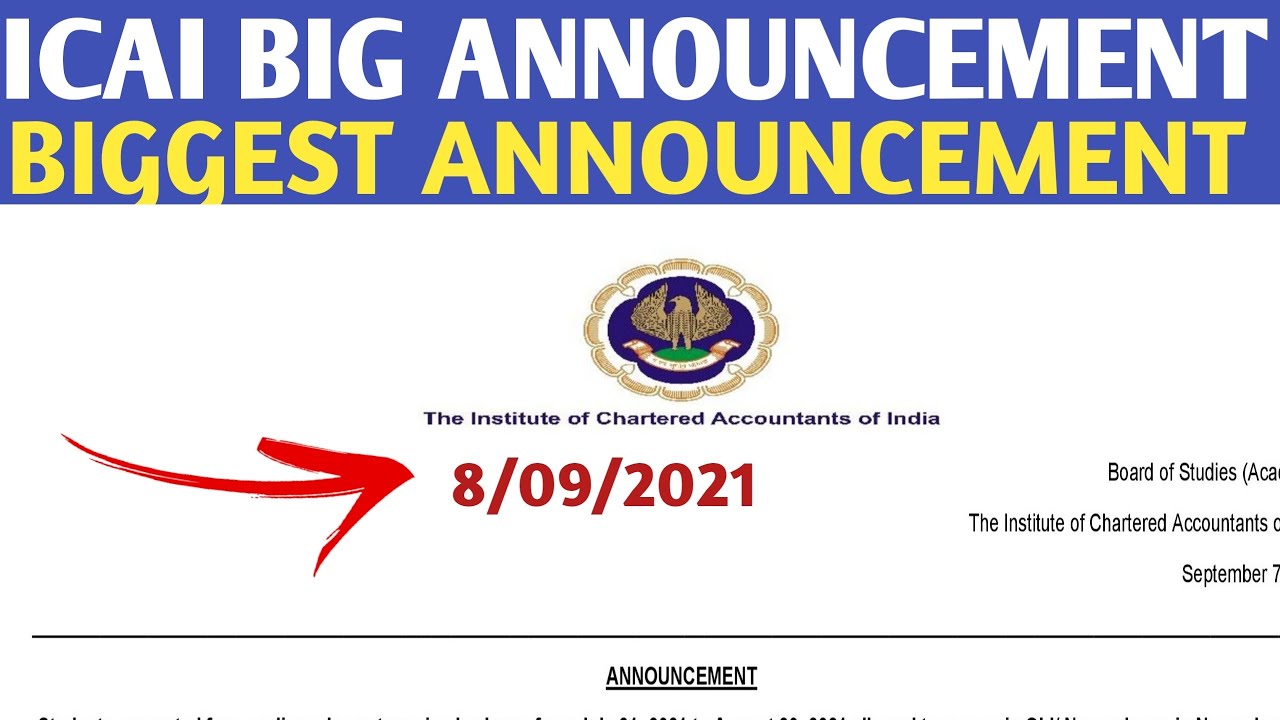 ICAI Biggest Announcement | Good News For CA Students | CA Exams December 2021 | ICAI exams Dec 2021