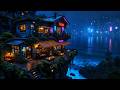 Lofi Ambient – Cozy Rainy Cafe Perched on a Neon Cliff | Lo-fi Beats for Midnight Relaxation | 4K