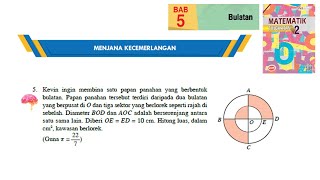 KSSM Matematik Tingkatan 2 Bab 5 bulatan menjana kecemerlangan no5 buku teks tingkatan 2