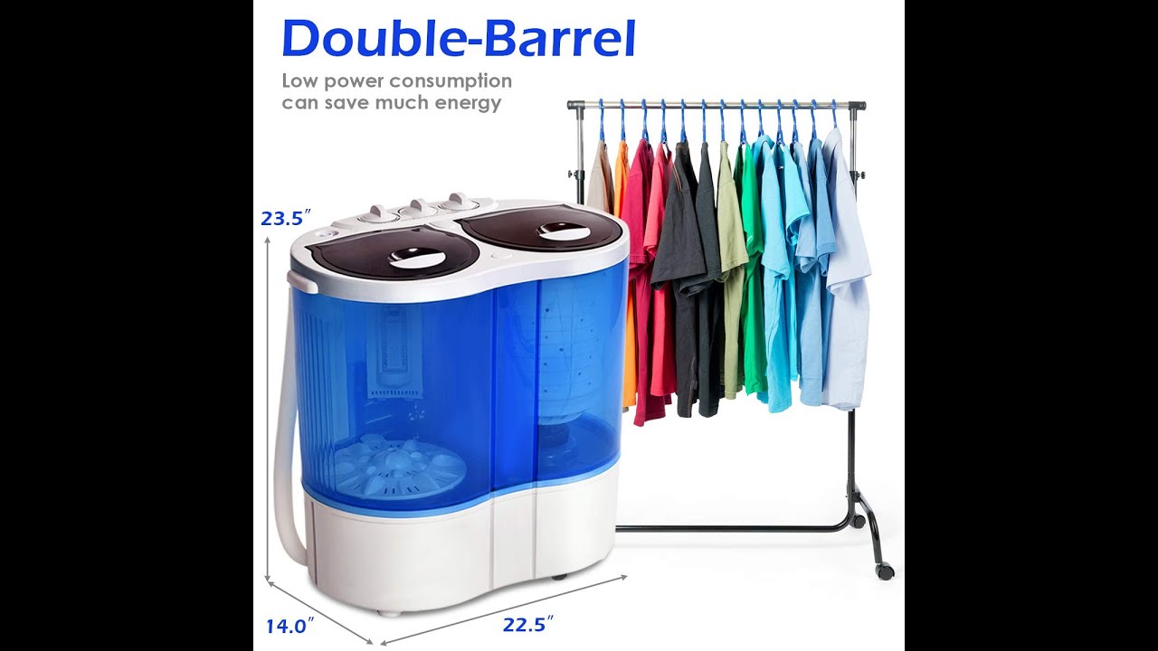 Giantex 16lbs Portable Mini Washing Machine Gravity Drain Compact Twin Tub Washer Spinner