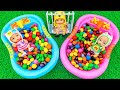 Satisfying Video | Glossy Candy Slime Mixing in 2 Bathtub with Color Pop It Balls Cutting ASMR