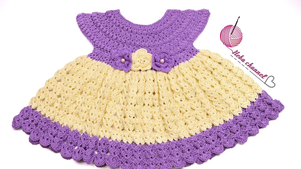 كروشيه فستان صيفى للاطفال شرح مفصل لجميع المقاسات