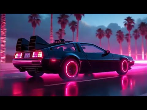 Cyberpunk Delorean animation loop with glitch effects