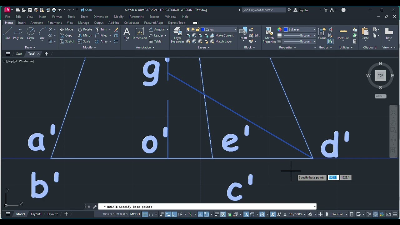 Projection of Pentagonal Pyramid Freely Suspended from a Corner in AutoCAD | Engineering Graphics