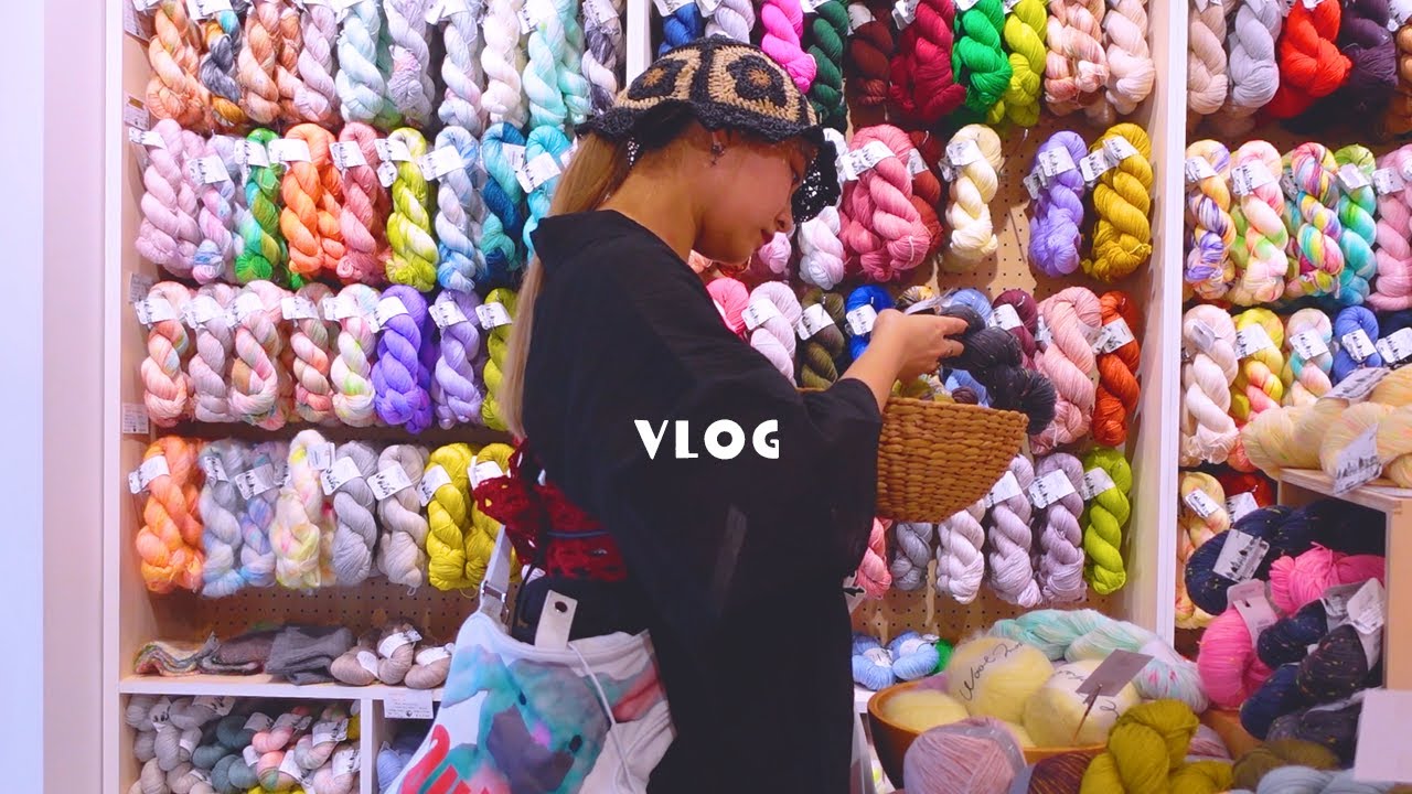 着物で東京のおすすめ毛糸屋さんを巡って山のように毛糸を買う日🧶｜TOKYO vlog