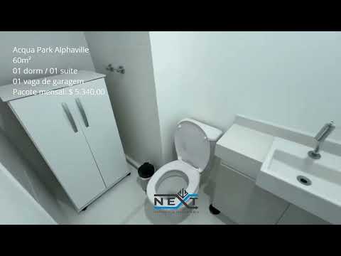 Vídeo do imóvel — Apartamento com 1 dormitório para alugar, 60 m² por R$ 5.340,00/mês - Edifício Acqua Park Alphaville - Barueri/SP