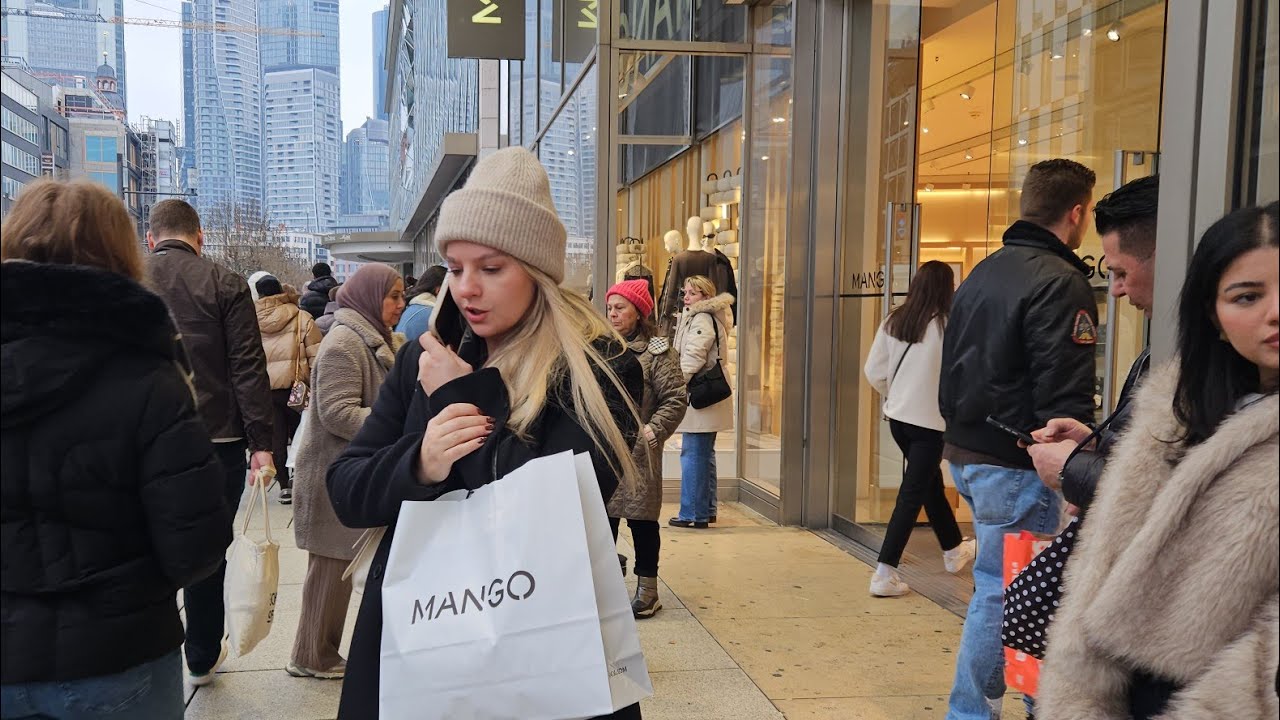 FRANKFURT/GERMANY/A walking tour along the most crowded and popular street in the city center, Zeil 