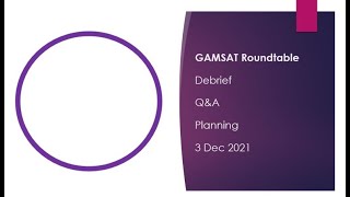 GAMSAT Roundtable Expert Speaker International Q&A 3 December 2021