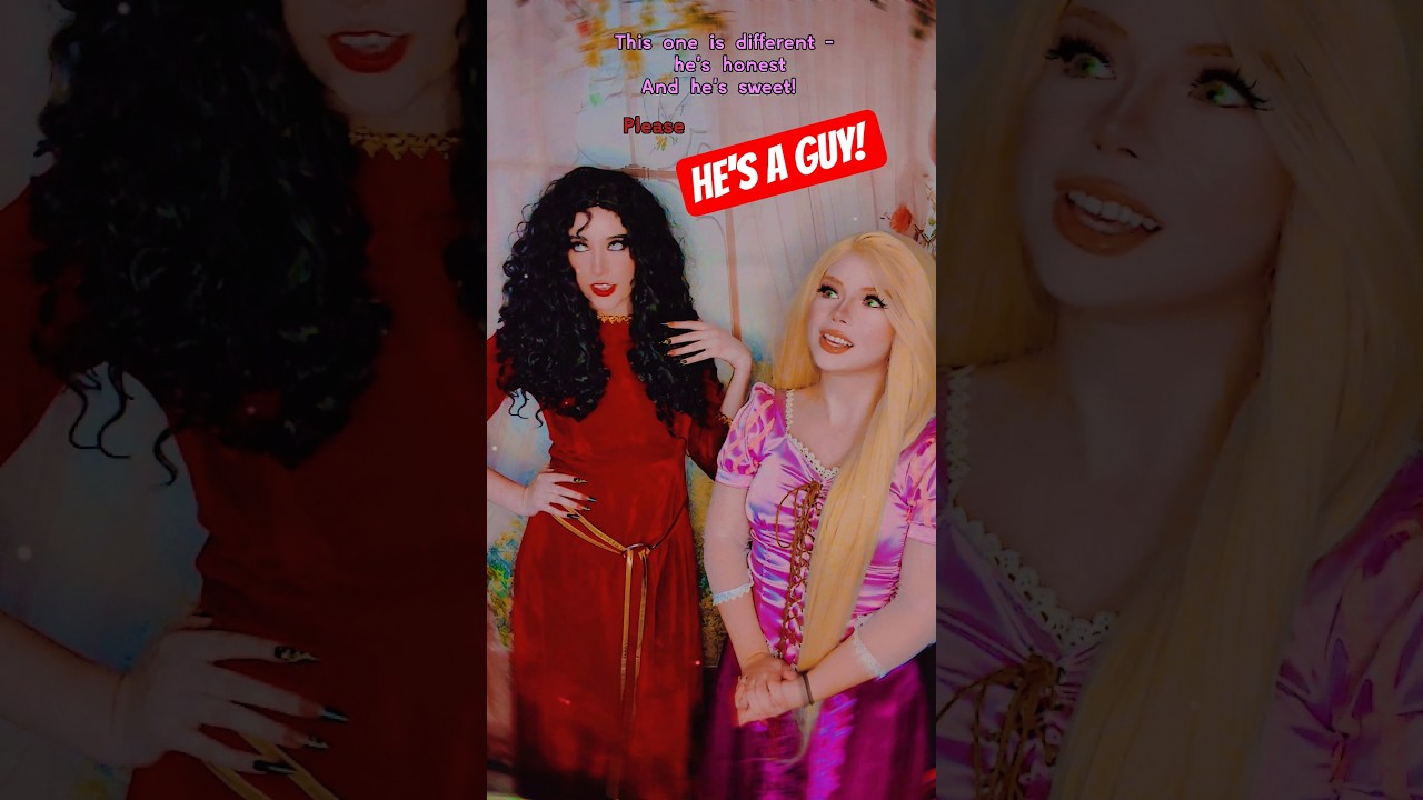 He's a GUY! | Mother Gothel & Rapunzel  @nikkihatsunecosplay Tangled #cosplay #shorts