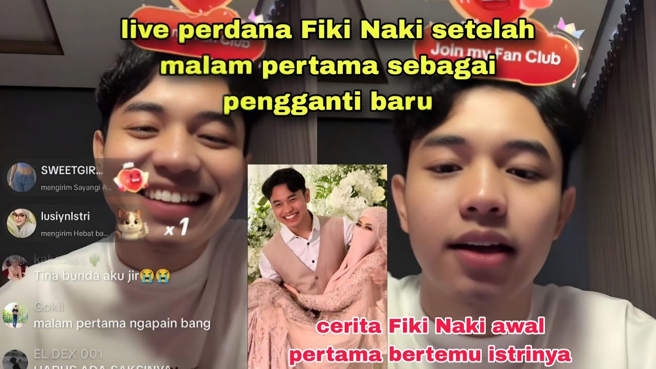 Fiki naki dan istri - live perdana Fiki Naki setelah malam pertama sebagai pengganti baru