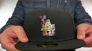 Los Angeles Dodgers IRIDESCENT COLOR-SHIFT Black Fitted Hat by New Era