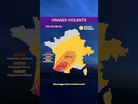 ⚡ Risque d'orages violents ce 9 août 2026