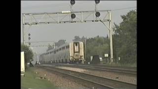 THE RACETRACK at LaGrange,IL   Amtrak and METRA trains moving at  Rush Hour in Sept 1996