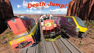 Fast Trains Jump Into The Huge Canyons