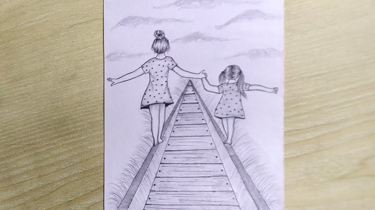 How to draw Children's Day with pencil sketch// Two Brother's and sister  sitting together on a Swing | Hi ! 😊 I'm Farjana I'm just trying to show  step by step drawing