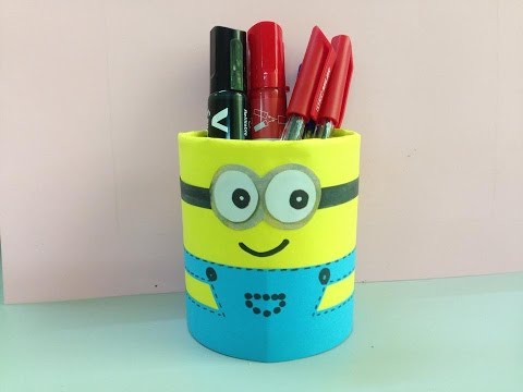 Como fazer porta-lápis assecla | artes e ofícios fáceis | Suprimentos DIY escola