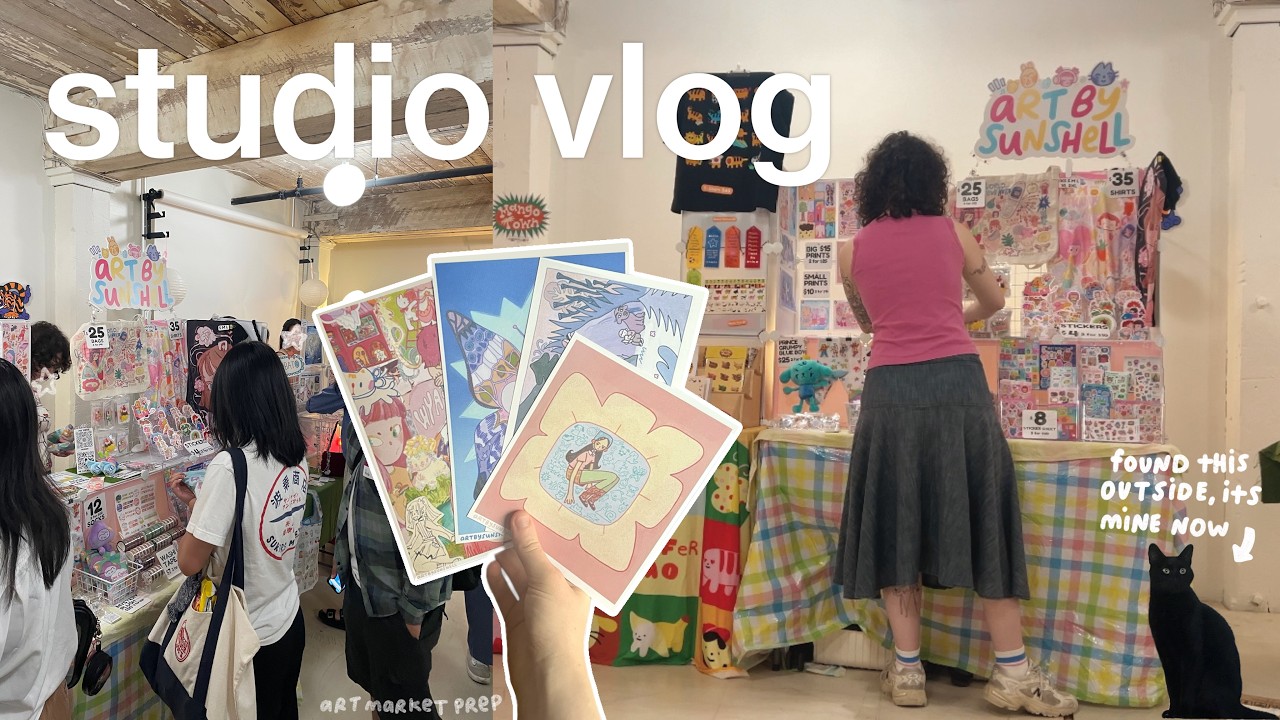 studio vlog & art market prep - YouTube