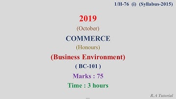 Business Environment Question Paper 2019