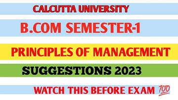 Principles of management suggestions | calcutta university principles of management mcq suggestions