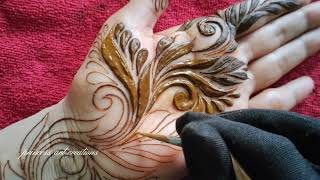 Dubai Bold Leaves Mehndi Design For Front Hand ll Step By Step Thick Filling Mehndi Design ll