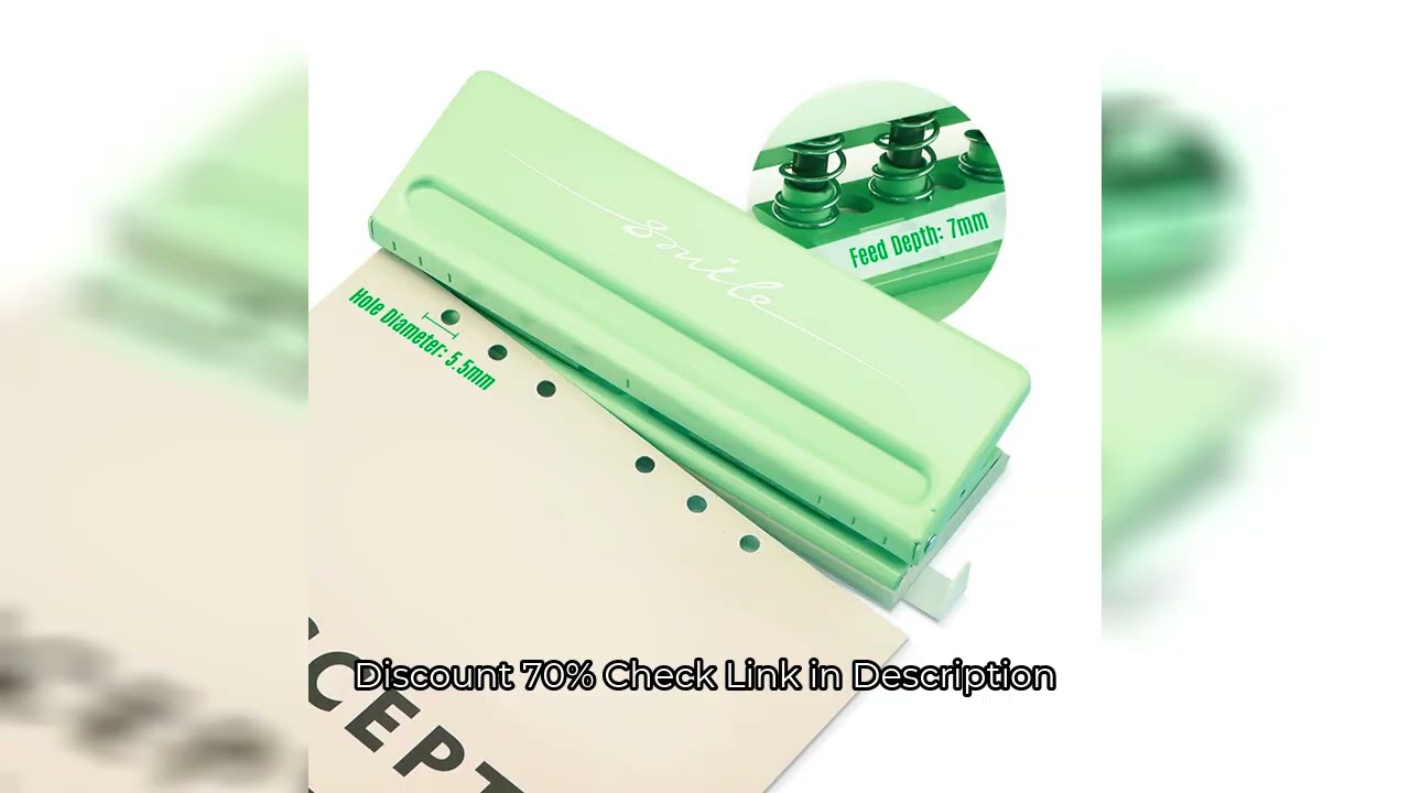 Adjustable 6-Hole Desktop Punch Puncher for A4 A5 A6 B7 Dairy Planner Organizer Six Ring Binder with