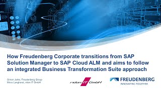 How Freudenberg Corporate transitions from SAP Solution Manager to SAP Cloud ALM