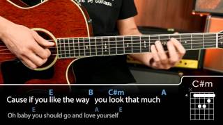 How to play love yourself chords for guitar tutorial Resimi