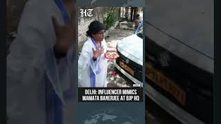 Delhi: Influencer Ratan Ranjan Dresses as Mamata Banerjee, Reaches BJP HQ With Jhalmuri | #shorts