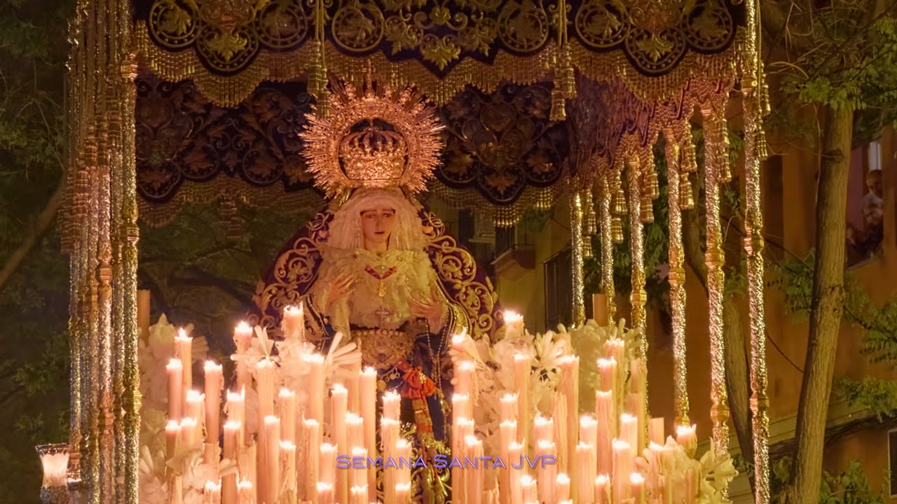 4K Virgen del Refugio por la calle ancha. San Bernardo. Semana Santa Sevilla 2025
