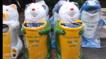 Thùng rác hình con vật, thùng chứa rác trong trường học, thùng rác hình cá hép, cá heo