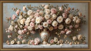 Luxury Rose Vase Arrangement 🌹🤍 | Pink & White Floral Bouquet Wallpaper Aesthetic (4K) screenshot 4
