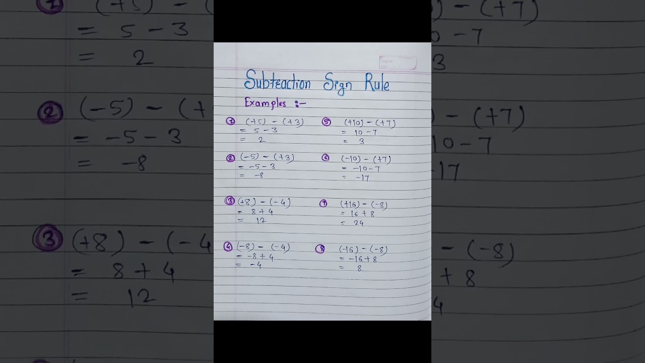 Sign Problems : Subtraction 