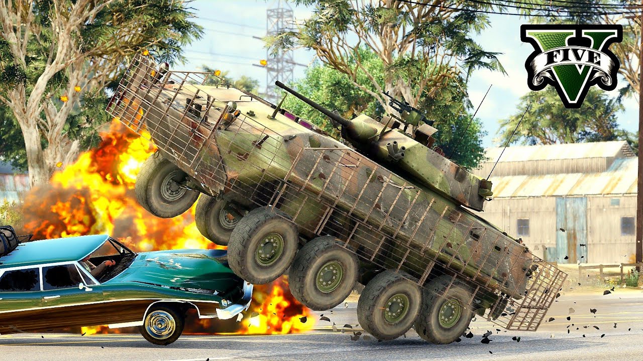 GTA 5 Apc Tank High speed crases Compilation destruction GTA V Police ...