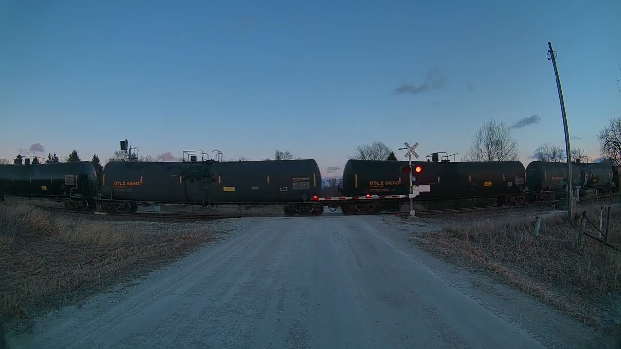 Southbound UP train with 60 freight cars in Cambridge, Iowa on the Spine Line