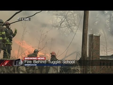 Large fire behind Tuggle Elementary School