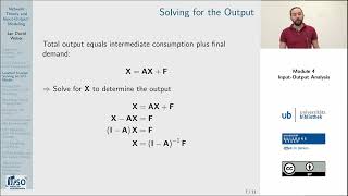 Network Theory & I/O Modeling | Module 4.3 – I/O Analysis: Leontief Inverse - Solving an I/O Model