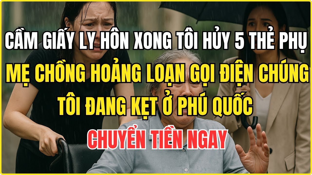 Cầm giấy ly hôn xong, tôi hủy 5 thẻ phụ, mẹ chồng hoảng loạn gọi điện  chúng tôi đang kẹt ở phú quốc