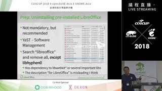 [COSCUP 2018] IB304 Day2 Using latest LibreOffice on openSUSE Leap 15