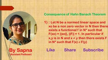 Consequence 1 of Hahn Banach Theorem | by Sapna | @billionaireicon3311