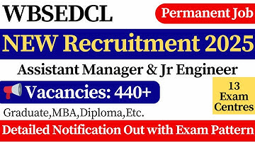 📢 Big Breaking 👉 WBSEDCL Huge Vacancy 2025 | WBSEDCL Jr Engineer | WBPDCL Assistant Manager Vacancy